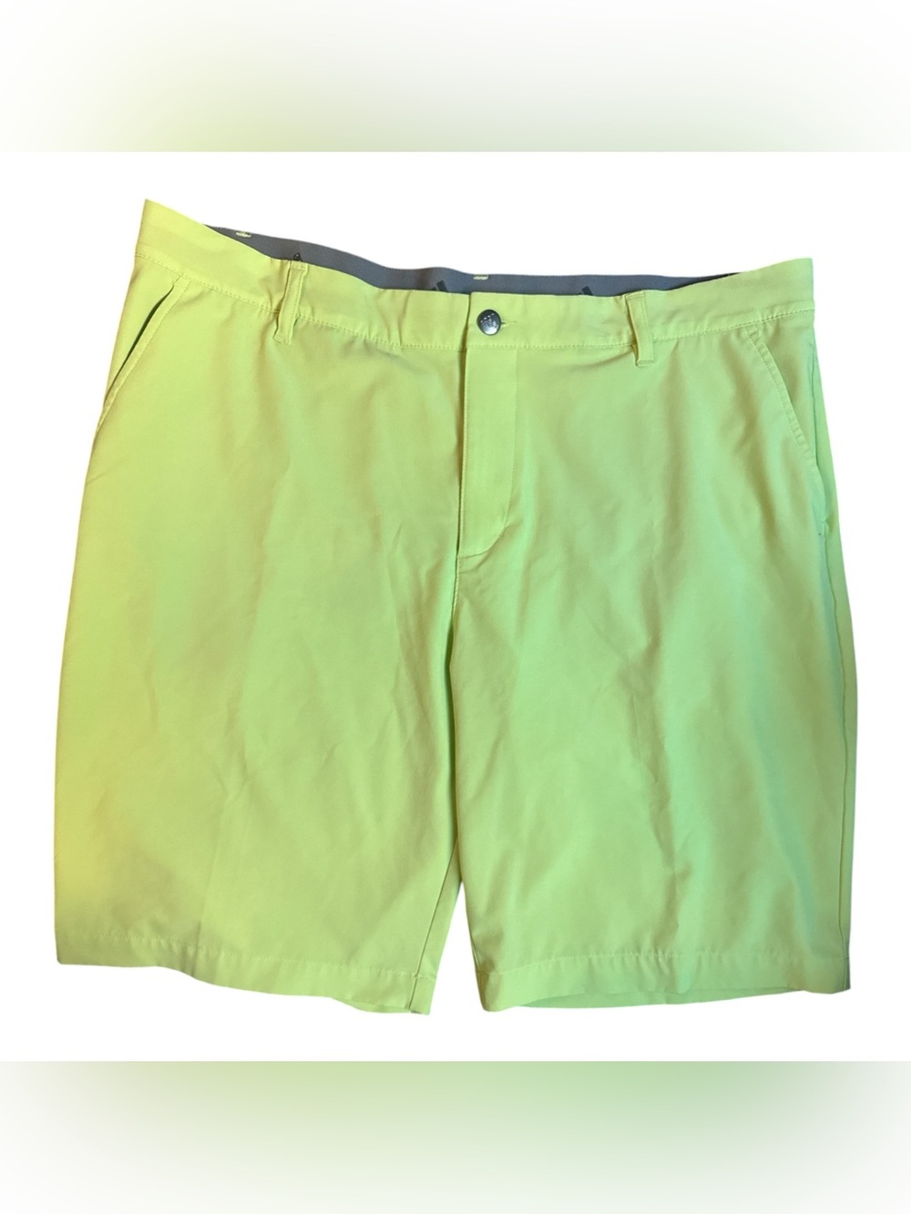 adidas Lime Green Flat Front Men's Golf Shorts Size 38 Athletic Neon Activewear